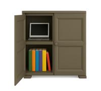 PALUPLUS Armadio Basso Multiuso a 2 Ante con Quadrati in Plastica, Misura 79x43x85,5 cm, Mobile effetto legno con 4 Scomparti Portaoggetti, Piedini Antiscivolo, Made in Italy -9909F -14 (Wengé)