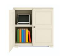 PALUPLUS Armadio Basso Multiuso a 2 Ante con Quadrati in Plastica, Misura 79x43x85,5 cm, Mobile effetto legno con 4 Scomparti Portaoggetti, Piedini Antiscivolo, Made in Italy -9210F -14 (Angora)