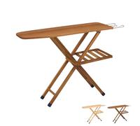 Paluplus Asse da Stiro Pieghevole in Legno di Faggio, Misura 140x35x92 cm, Altezza regolabile 3 Posizioni e Poggiaferro, Tavola da Stiro con Copriasse in Omaggio, Made in Italy -2574F-6,3 (Noce)