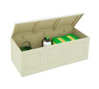 PALUPLUS Baule in Plastica a 3 Moduli con Quadrati, Misura 125x40x42 cm, Cassapanca Effetto Legno, Mobile Contenitore da Interno ed Esterno, Made in Italy, Portata 30 Kg -532C -10,7 (Angora)