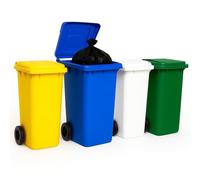 PALUPLUS Bidone Porta Rifiuti da 120 Litri, Misura 48x55x93 cm, Pattumiera con Coperchio, Ruote e Maniglia, Secchio da Esterno per Raccolta Differenziata -120F -11 (Blu)