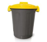 PALUPLUS Bidone Porta Rifiuti da 25 Litri, Misura 40x36x45 cm, Pattumiera Grigia con Coperchio Colorato, Chiusura a Clip e Maniglie, Secchio per Rifiuti Differenziati -25F -1,8 (Giallo)