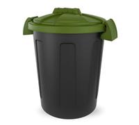 PALUPLUS Bidone Porta Rifiuti da 25 Litri, Misura 40x36x45 cm, Pattumiera Grigia con Coperchio Colorato, Chiusura a Clip e Maniglie, Secchio per Rifiuti Differenziati -25F -1,8 (Verde)