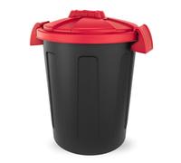 PALUPLUS Bidone Porta Rifiuti da 25 Litri, Misura 40x36x45 cm, Pattumiera Grigia con Coperchio Colorato, Chiusura a Clip e Maniglie, Secchio per Rifiuti Differenziati -25F -1,8 (Rosso)
