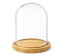 PALUPLUS Campana in Vetro con Base in Legno, Teca in Vetro Trasparente, Espositore per oggetti, composizioni floreali e luci, oggetto decorativo per la tua casa -7960M (23x30cm)
