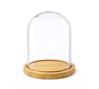 PALUPLUS Campana in Vetro con Base in Legno, Teca in Vetro Trasparente, Espositore per oggetti, composizioni floreali e luci, oggetto decorativo per la tua casa -946M -1,1 (14x21 cm)