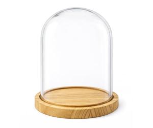 PALUPLUS Campana in Vetro con Base in Legno, Teca in Vetro Trasparente, Espositore per oggetti, composizioni floreali e luci, oggetto decorativo per la tua casa -953M -2,1 (17x25 cm)