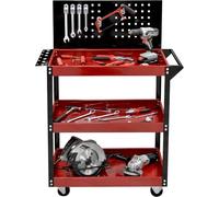 PALUPLUS Carrello Porta Attrezzi con 3 Ripiani e Pannello Forato, Misura 81x35x110 cm, Portautensili in Acciaio con Ruote Girevoli, Maniglia e 5 Ganci per attrezzi, Portata 150Kg -4243M -9,8