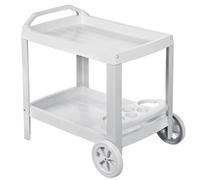 PALUPLUS Carrello Portavivande con Ruote da Esterno di colore Bianco, misura 53x74x73 cm, Carrellino a 2 Ripiani, Portabottiglie a 5 Posti, Manico per il trasporto, Made Italy -ASTR002