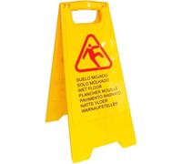 Paluplus Cartello di Avviso Pavimento Bagnato, Misura 30x38x59 cm, Segnale di Avvertimento Giallo Pieghevole, Scritta Multilingue -3718F