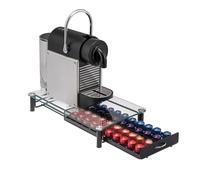 Paluplus Cassetto Portacapsule in Metallo e Vetro da 40 Capsule, Misura 23,5x40x7 cm, Supporto per Macchina da Caffè, Piedini Antiscivolo e Antigraffi, Dispenser Cialde e Capsule -5975F