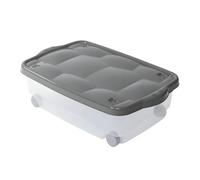 PALUPLUS Contenitore Multiuso Basso con Ruote e Coperchio ANTRACITE, misura 60x40x18,5 cm e Capacità 24 Lt, Porta biancheria Trasparente, Organizer box salvaspazio per Scarpe, Vestiti - 633F-1,65