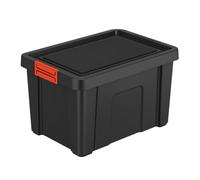 PALUPLUS Contenitore Multiuso Nero da 55 Litri, misura 56x44x30,5 cm, Scatola con Coperchio e Chiusura a Scatto Rossa Soft Touch, Box Impilabile per Garage, Fai da Te, Made in Italy -1648C -3,37