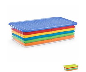 PALUPLUS Contenitore Portabiancheria, misura 60x40x17 cm e capacità 27 Lt, Box Trasparente con Coperchio, Organizer salvaspazio per Scarpe, Vestiti, Giocattoli -1125 (Blu)