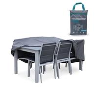 PALUPLUS Coperture Protettive per Tavolo e 4 Sedie Grigia, Misura 165x140x90 cm, Tessuto Impermeabile 210D, Telo con Sacca e Laccetto, Protezione da Polvere, Pioggia, Raggi UV -8009C-0,9