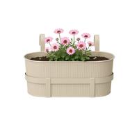 PALUPLUS Fioriera in Metallo per Balcone di colore Beige, Misura 36x18x16 cm, Vaso per ringhiera con Ganci, Balconiera da Appendere a Finestre e Balconi -1201F-1,35