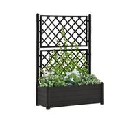 PALUPLUS Fioriera Rettangolare con Spalliera da Esterno, Misura 100x43x142 cm, Vaso in Plastica Resistente airaggi UV, Traliccio con Grigliato per Fiori e Rampicanti -116F (Antracite)