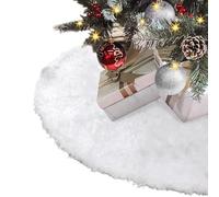 PALUPLUS - Gonna Copri Base Albero di Natale, Protezione Aghi Cadenti, Facile Installazione, Morbido Peluche Poliestere, Elegante Design Versatile, Bianco, 100 cm Diametro -606F