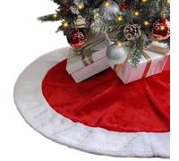 Paluplus Gonna Copri Base per Albero di Natale di colore Rosso con Bordo Bianco, Diametro 80 cm, Tappeto Copripiedi per Albero in peluche a pelo corto, Decorazioni e Addobbi Natalizi -4874C
