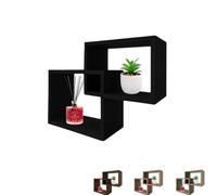 PALUPLUS Mensola da Parete in Legno, Misura 30x9,5x22 cm, 3 Piani d'appoggio, Cubi Sospesi, Ripiani Decorativi da Arredo, per Cucina, Soggiorno, Camera da Letto -7065C (Nero)