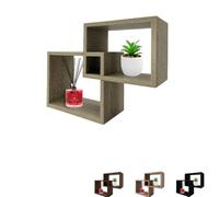 PALUPLUS Mensola da Parete in Legno, Misura 30x9,5x22 cm, 3 Piani d'appoggio, Cubi Sospesi, Ripiani Decorativi da Arredo, per Cucina, Soggiorno, Camera da Letto -7096C (Tortora)