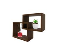 PALUPLUS Mensola da Parete in Legno, Misura 30x9,5x22 cm, 3 Piani d'appoggio, Cubi Sospesi, Ripiani Decorativi da Arredo, per Cucina, Soggiorno, Camera da Letto -7089C (Noce)