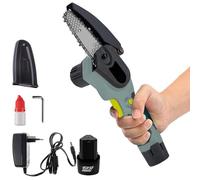 Paluplus Motosega Mini Portatile per Potatura, misura 33x10x11 cm, con Batteria 1500 mAh 12V e Caricabatteria, Sega Tagliarami elettrica da giardino per taglio di rami e legno -658