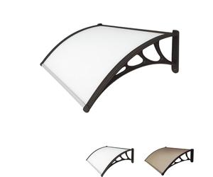 Paluplus Pensilina Parasole e Parapioggia, Misura 100x80 cm, Copertura alveolare in Policarbonato e struttura in ABS Nero, Tettoia da Esterno per Porta e Finestre -900A (Trasparente)