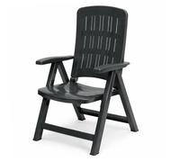 PALUPLUS Poltrona Pieghevole da Giardino in plastica di colore ANTRACITE, Misura 59x61x104 cm, Sedia Reclinabile Regolabile in 5 Posizioni, per Esterno, Made in Italy -CARM630F -6