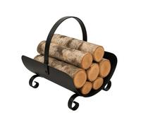 Paluplus Portalegna da Camino a Culla di colore Nero, Misura 40x35x40 cm, Cesto per legna in Acciaio Verniciato con Maniglia, Design Elegante, per Stufe e Camini, Made in Italy -2473F