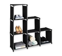 PALUPLUS Scaffale Modulabile a 6 Ripiani di colore Nero, Misura 107x29x108 cm, Armadietto a Cubi Impermeabili con Struttura in Acciaio, Portaoggetti per Casa e Ufficio, Portata Max 30Kg -5901F