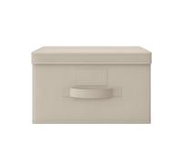 PALUPLUS Scatola Maxi Portaoggetti Pieghevole di colore BEIGE con coperchio, misura 40x50x25 cm, contenitore in tessuto salvaspazio con maniglia, organizer per Armadio -F -0,3