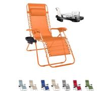 Paluplus Sedia Gravity ''gravità zero'' con Portabicchieri e Telefono, poltrona pieghevole in Textilene, tubi in acciaio verniciato, sedia per piscina, lettino da spiaggia, giardino -9458F (Arancione)