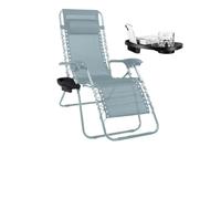 PALUPLUS Sedia Gravity ''gravità zero'' con Portabicchieri e Telefono, poltrona pieghevole in Textilene, tubi in acciaio verniciato, sedia per piscina, lettino da spiaggia, giardino -9472F (Turchese)