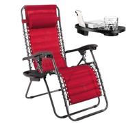 PALUPLUS Sedia Gravity ''gravità zero'' con Portabicchieri e Telefono, poltrona pieghevole, tubi in acciaio, sedia per piscina, lettino da spiaggia, poltrona giardino (Rosso)