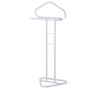 PALUPLUS Servo Muto da Camera in Metallo, Misura 43,5x36x110,5 cm, appendiabiti da terra a 2 posti per giacche, pantaloni, camicie, cravatte -8541M (Bianco)