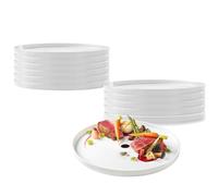 PALUPLUS Set 12 Piatti Piani in Vetro Opale Temperato Bianco, Diametro 27 cm, Bordo alto 2 cm, Resistenti ad Urti e Sbalzi Termici, Adatti per Microonde, Lavabili in Lavastoviglie -9475F