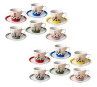 PALUPLUS Set 12 Tazzine Caffè con Piattino in Porcellana da 80 ml, Tazze da Espresso con manico, Lavabili in Lavastoviglie, adatte per Microonde, FANTASIA CASETTE -2639F