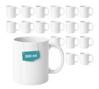 PALUPLUS Set 18 Tazze Bianche in Ceramica da Colazione, Capacità 350 ml, Tazze in Gres da Personalizzare, per Sublimazione, Adatte a Lavastoviglie e Microonde, Ideali per Hotel, B&B e Gadget - 804C