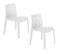PALUPLUS Set 2 Sedie con motivo a Ragnatela in Polipropilene colore Bianco, misura 52x51x81 cm, Sedia Impilabile Senza Braccioli per Esterno ed Interno, Made in Italy -6316M-8,6