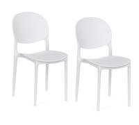 PALUPLUS Set 2 Sedie con Schienale Ovale in Polipropilene, Misura 44x42x81 cm, Impilabili e con Gommini Antiscivolo, Sedia da Giardino per Esterno ed Interno -2150C-8,45 (Bianco)