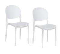 PALUPLUS Set 2 Sedie con Schienale Ovale in Polipropilene, Misura 44x42x81 cm, Impilabili e con Gommini Antiscivolo, Sedia da Giardino per Esterno ed Interno -2150C-8,45 (Bianco)