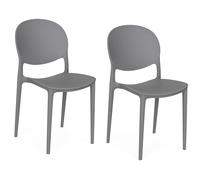 PALUPLUS Set 2 Sedie con Schienale Ovale in Polipropilene, Misura 44x42x81 cm, Impilabili e con Gommini Antiscivolo, Sedia da Giardino per Esterno ed Interno -2174C-8,45 (Grigio)