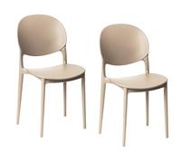 PALUPLUS Set 2 Sedie con Schienale Ovale in Polipropilene, Misura 44x42x81 cm, Impilabili e con Gommini Antiscivolo, Sedia da Giardino per Esterno ed Interno -2167C-8,45 (Beige)