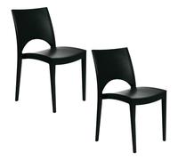 PALUPLUS Set 2 Sedie da Giardino in Polipropilene, misura 47x51x80 cm, Sedia Impilabile Senza Braccioli per Esterno ed Interno, Made in Italy -PAR473M -7,6 (Antracite)