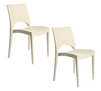 PALUPLUS Set 2 Sedie da Giardino in Polipropilene, misura 47x51x80 cm, Sedia Impilabile Senza Braccioli per Esterno ed Interno, Made in Italy -PAR220M -7,6 (Avorio)
