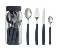 Paluplus Set 24 Posate in Acciaio Inox con Manico in Plastica, Servizio da 6 Persone, set composto da cucchiaio, forchetta, coltello e cucchiaino, Lavabili in Lavastoviglie -5180M -0,9 (Grigio)