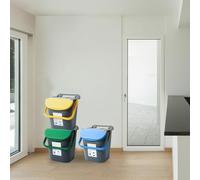 PALUPLUS Set 3 Pattumiere a Torre per Raccolta Differenziata, misura 40x40x44 cm, Capacità 30 Litri, Bidoncini Spazzatura Salvaspazio Impilabili, 2 Maniglie, Colori Giallo, Verde e Azzurro -1587F