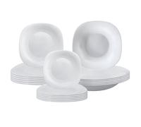 PALUPLUS Set 36 Piatti Quadrati per 12 Persone in Vetro Opale Temperato Bianco, Set composto da Piatto Fondo Diam.22,5cm, Piatto Piano Diam.27cm e Piattino Dessert Diam.20,2cm -8697F