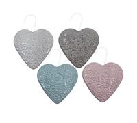 PALUPLUS Set 4 Evaporatori d'acqua per termosifoni in Ceramica, misura13x3,5x13 cm, Umidificatore e gancio a S, 4 colori diversi -6040F (Cuori colorati)